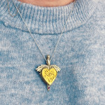 Between Worlds - Heart Locket with Dagger Ruby Silver 925